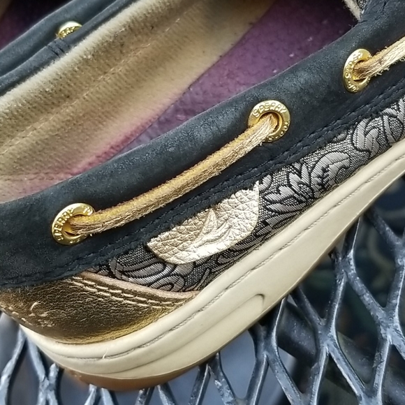 VGUC Sperry Boat Shoes Gold Metallic Sz 7.5 - Picture 6 of 6